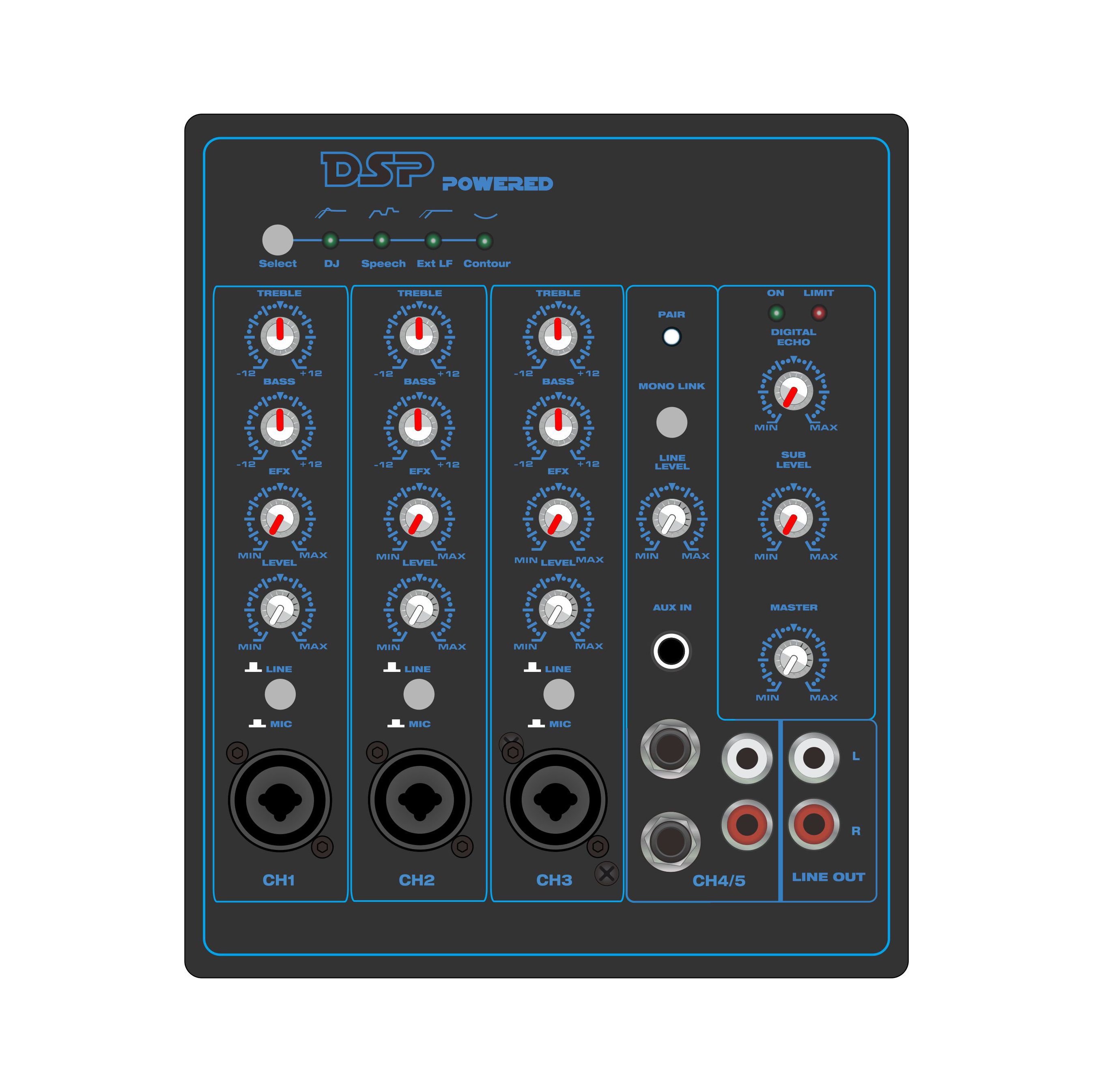 PL82DSP: 5 Channel na may Bluetooth at TWS Inside 2.1CH Linear Array Speaker ADAU1701 Based DSP Functional Module