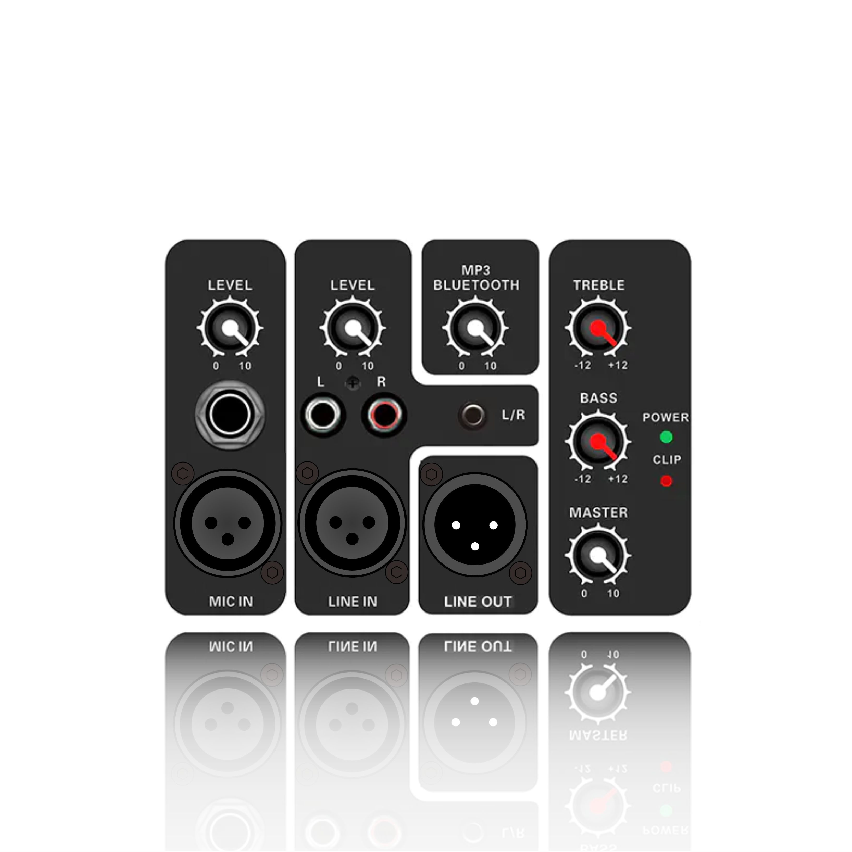 PL15: Single Mic at Line Input Mix Output Horizontal Analog Functinal Module para sa Class AB Amplifier