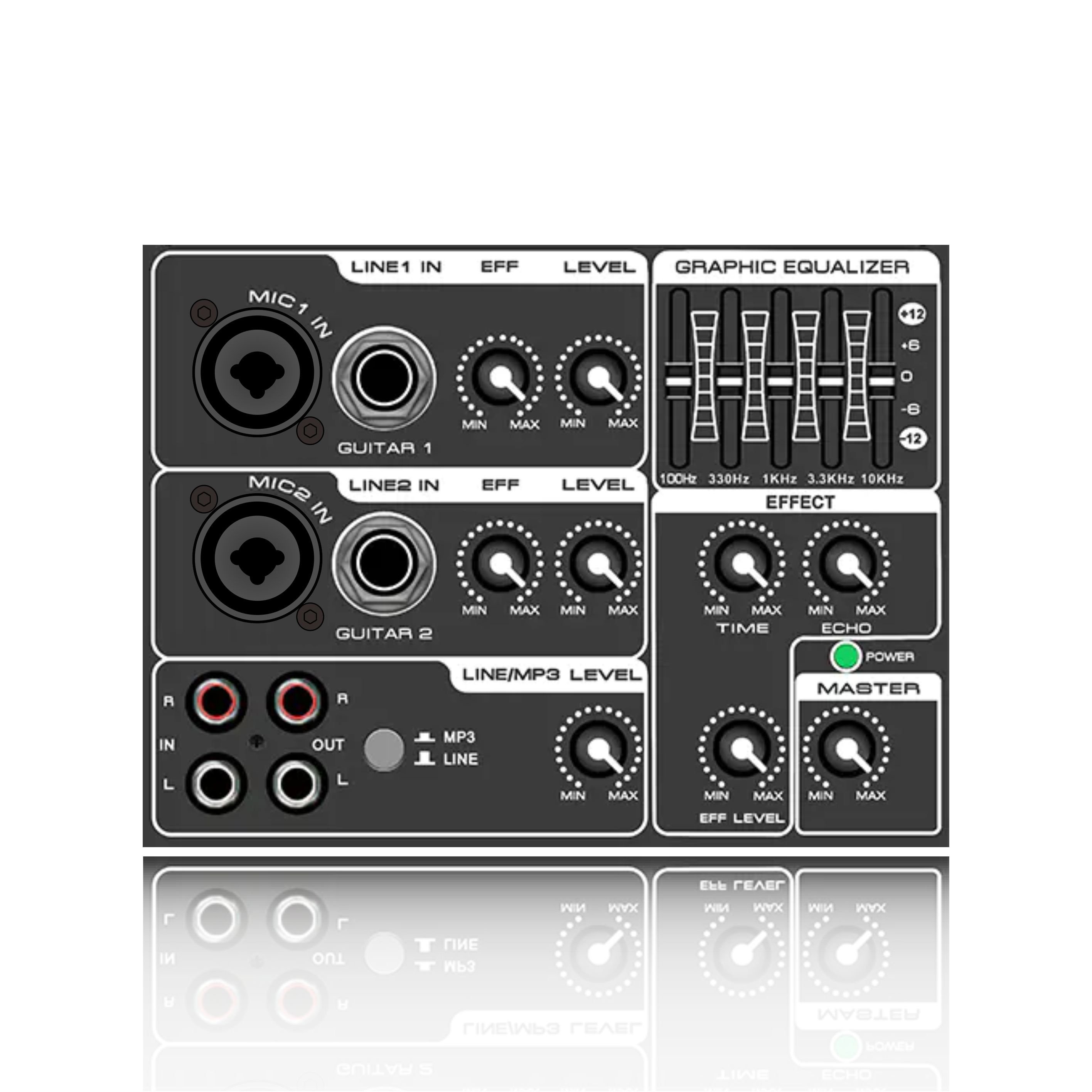PL3: 5-Band Graphic Equalizer at Mic Effect Horizontal Analog Functinal Module para sa Class AB Amplifier