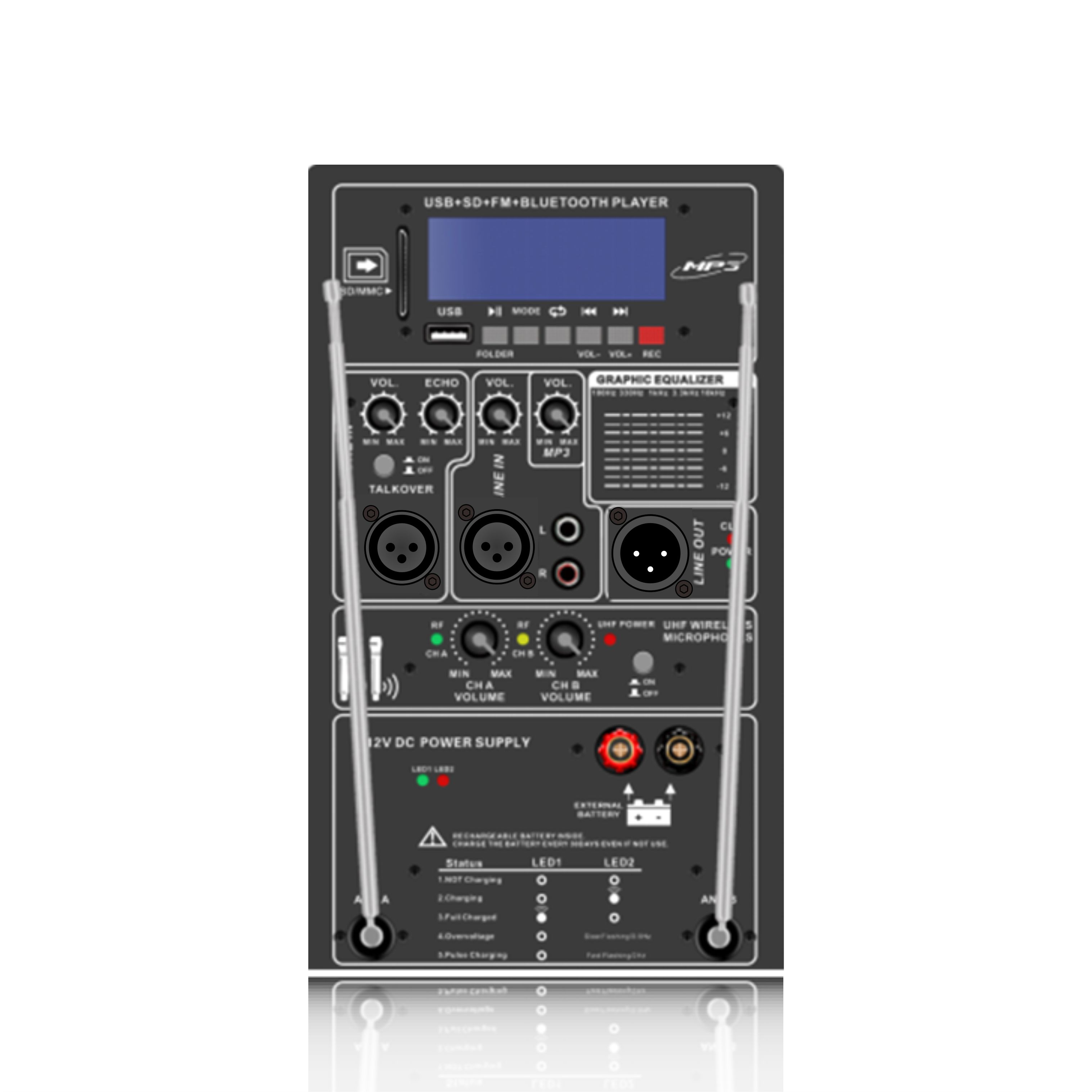 PL35+Talkover: Balanseng Mic at Line Input Mix Output Rechargeable Speaker Funtional Module