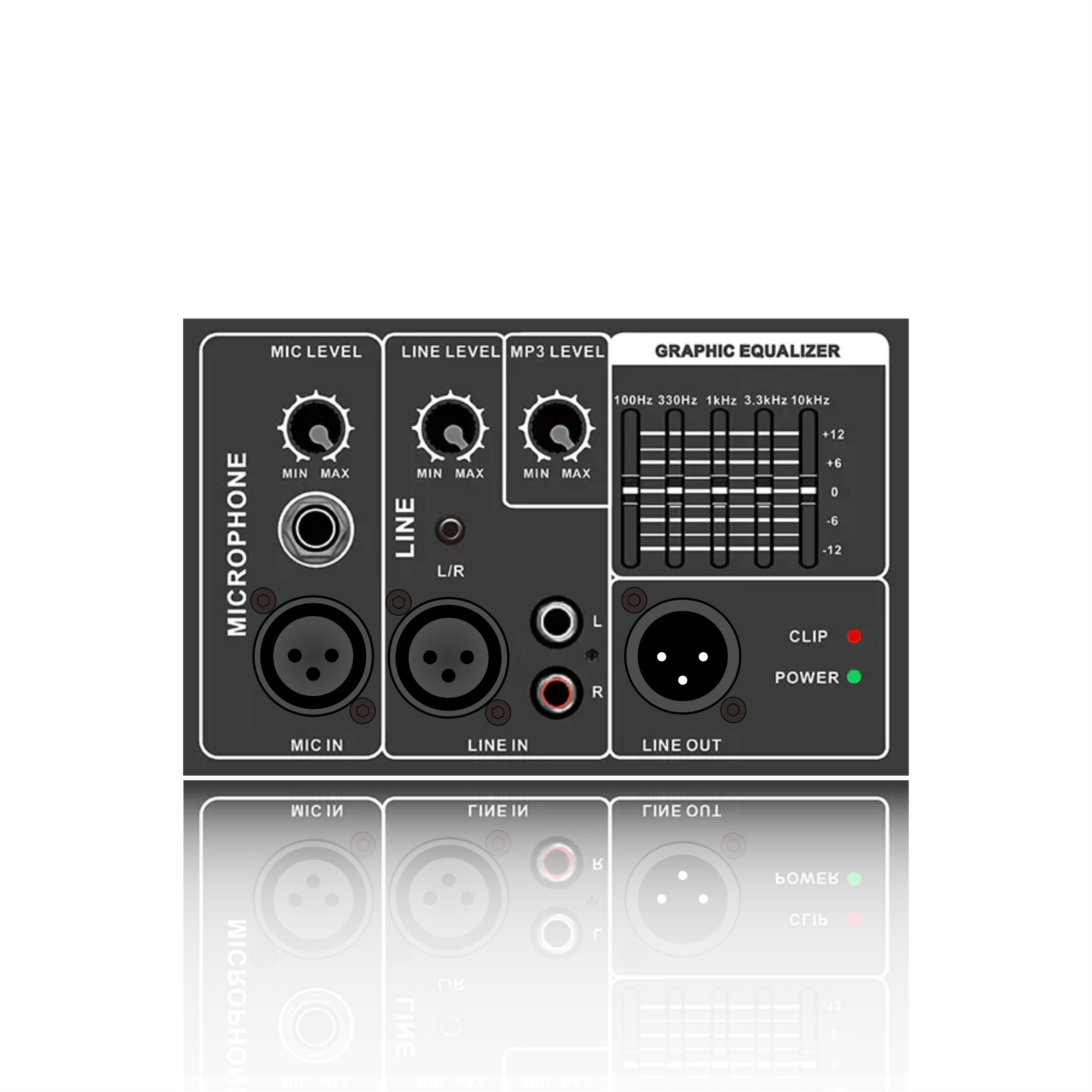 PL35: Balanseng Mic at Line Input 5-Band Graphic Equalizer Pahalang Analog Functinal Module para sa Class AB Amplifier