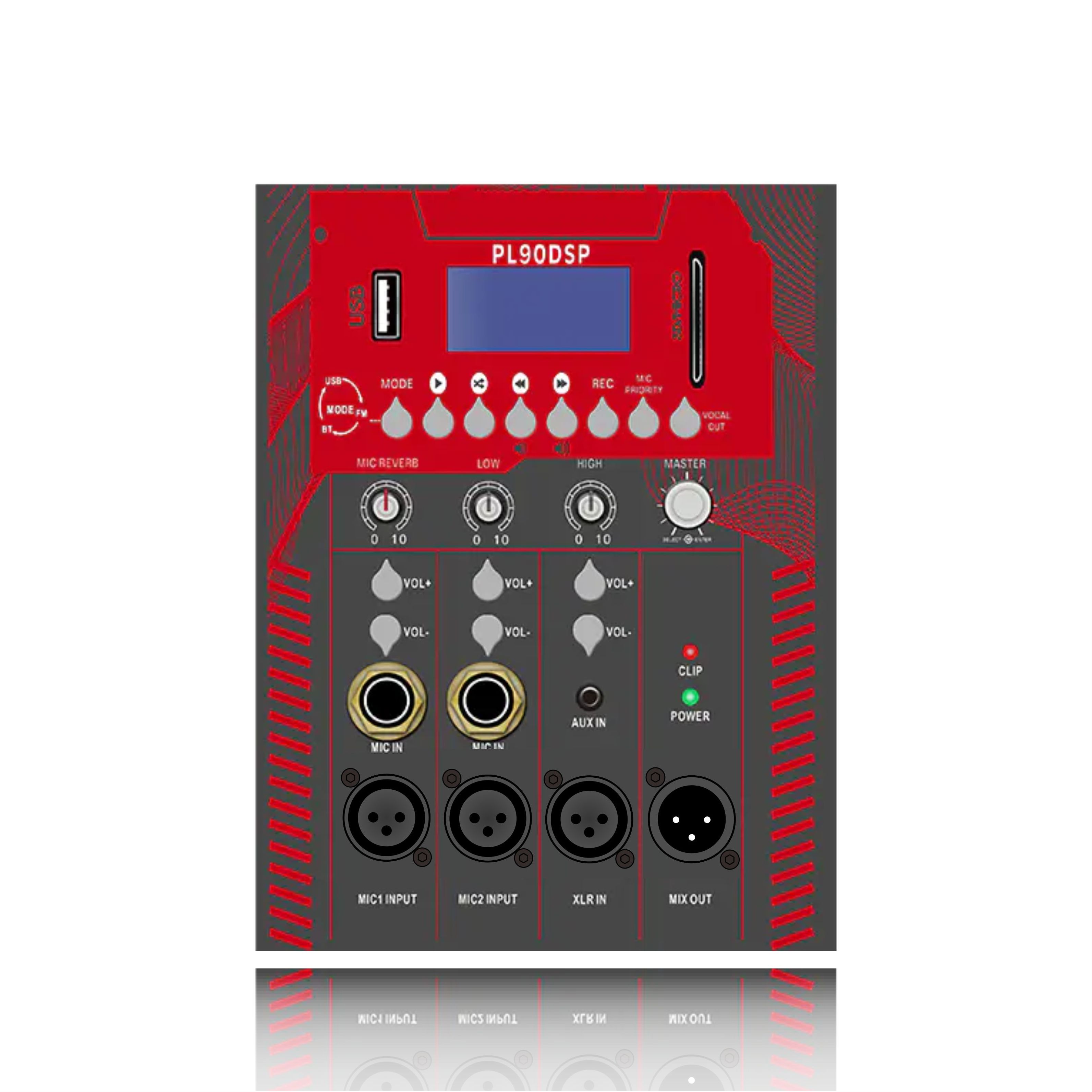 PL90: 2 Channel Mic Input na may Mic Reverb Control Electrical Frequency Division Functinal Module