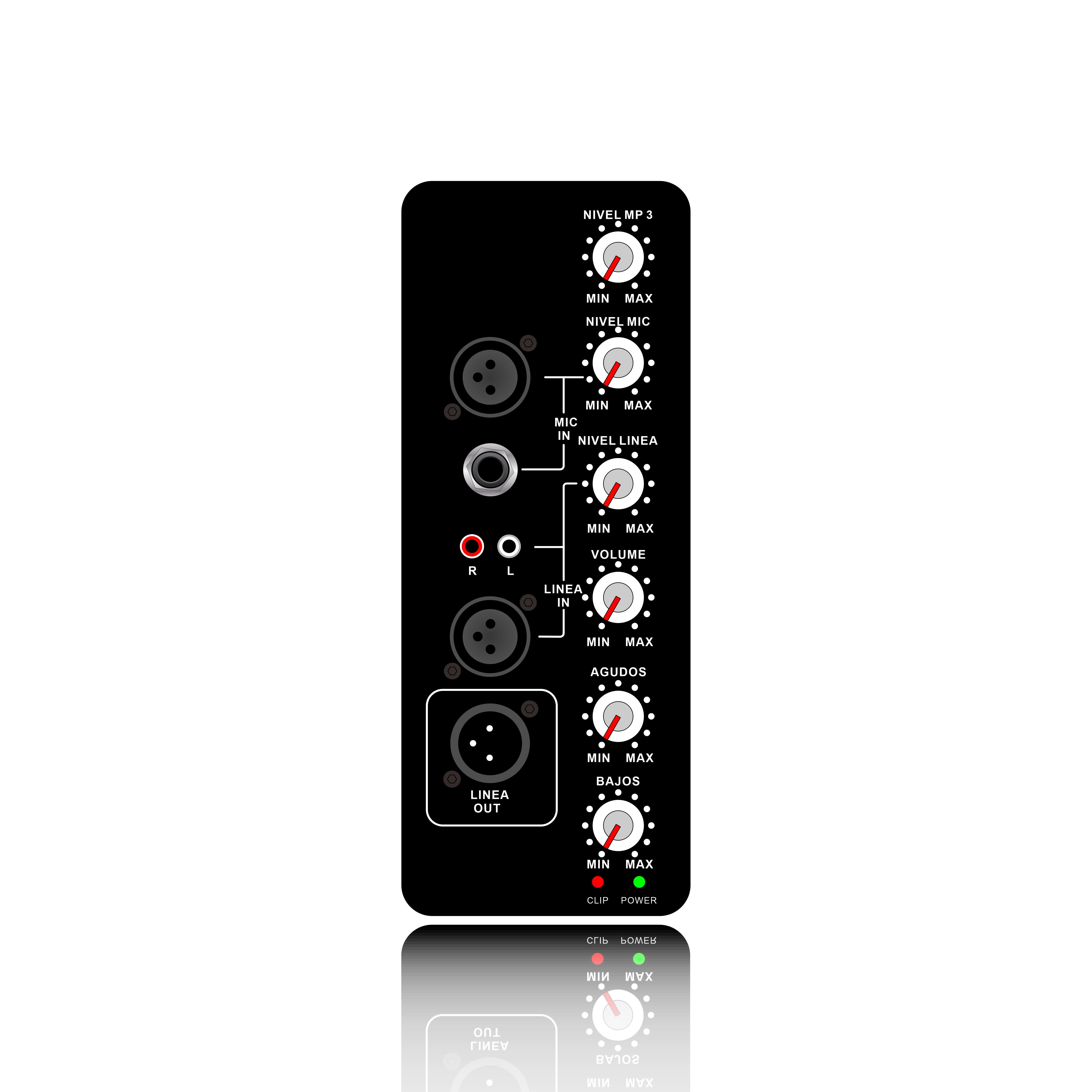 SP2: Treble at Bass EQ Control at Mix Out Vertical Analog Functinal Module