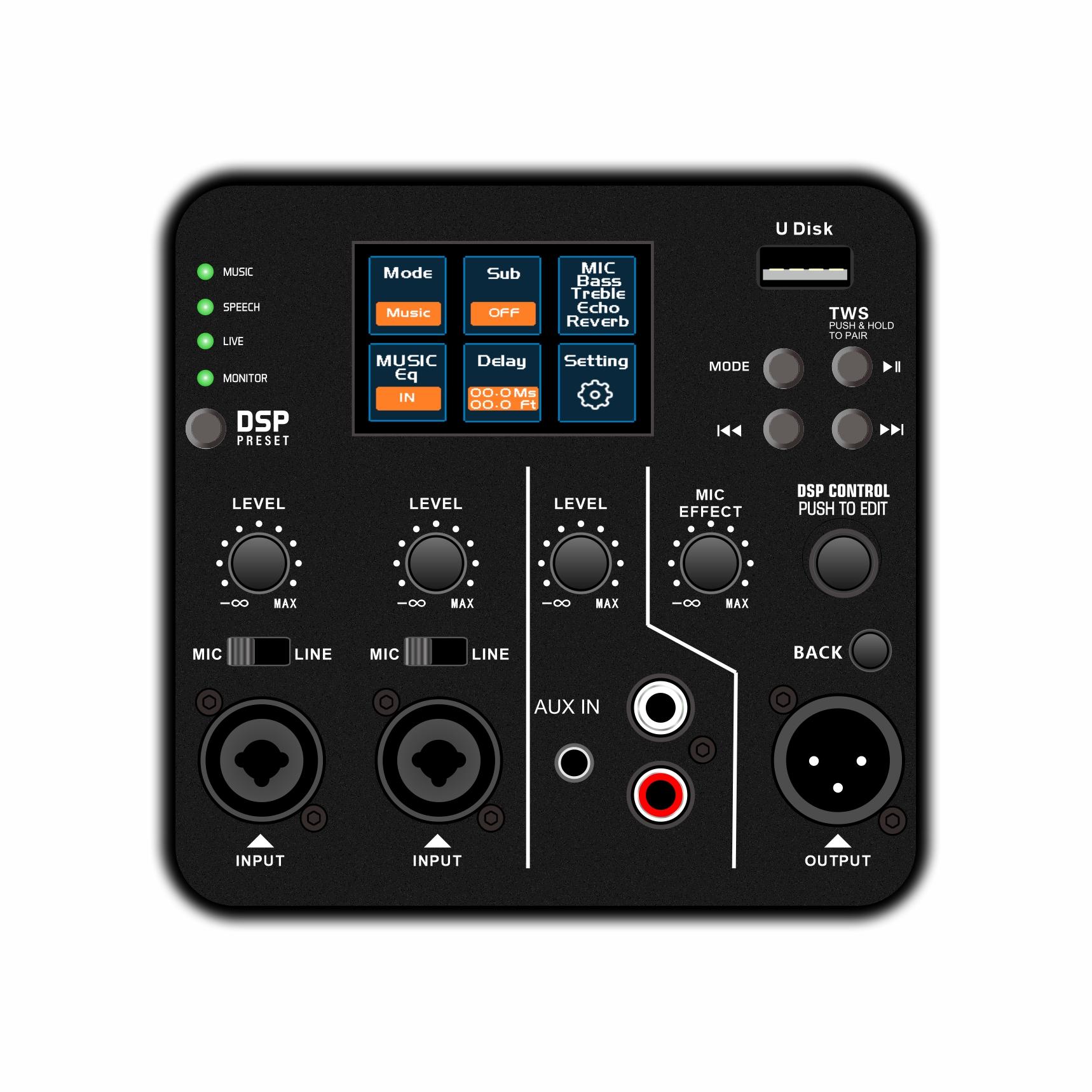 DSP2507 Full-range Color Screen Amplifier ng Aktibong Speaker ng DSP